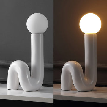 Katya 18" Scandinavian Minimalist Ceramic Spiral Tube LED Table Lamp - JONATHAN Y